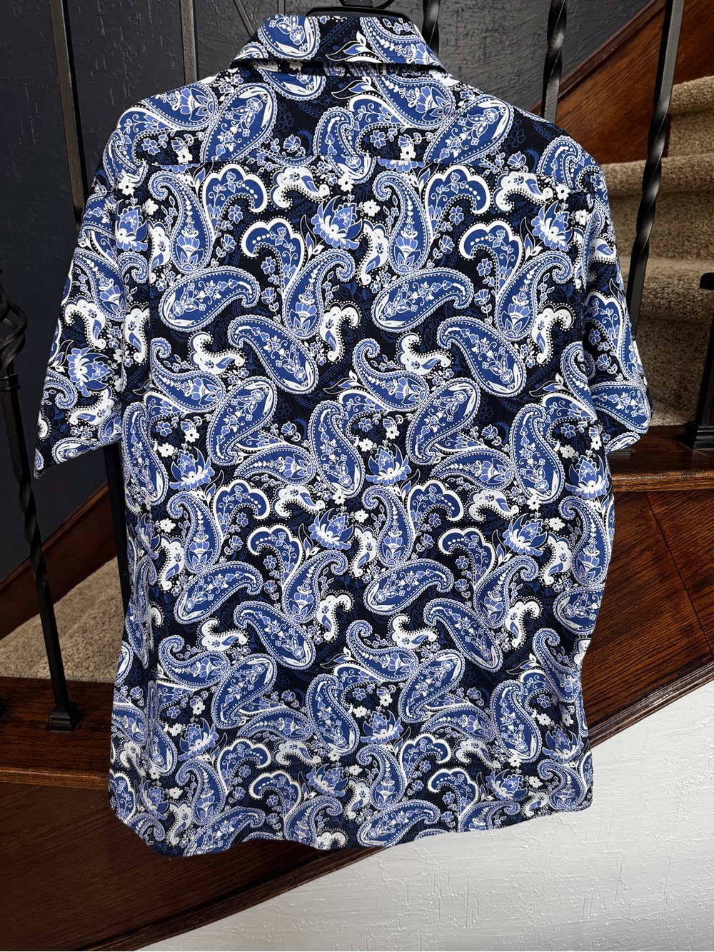 XL Daniel Cremieux Blue Paisley Short-Sleeve Button-Up Shirt - Picture 5 of 5
